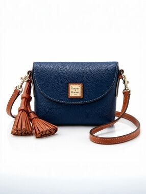 Dooney & Bourke Pebbled Leather Crossbody Saddle Bag Midnight Blue NWT